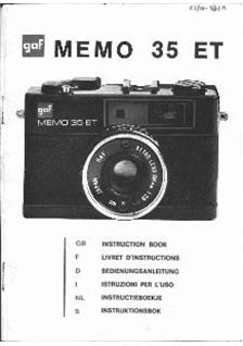 GAF Memo 35 ET manual. Camera Instructions.